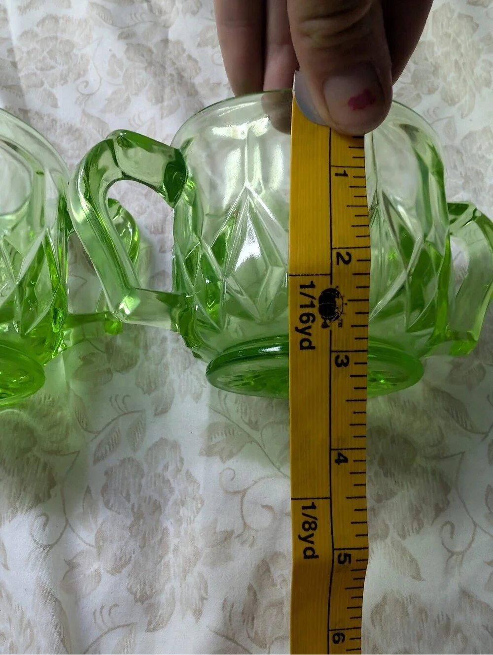 Vintage Green Depression Glass Creamer and Sugar Bowl Set
